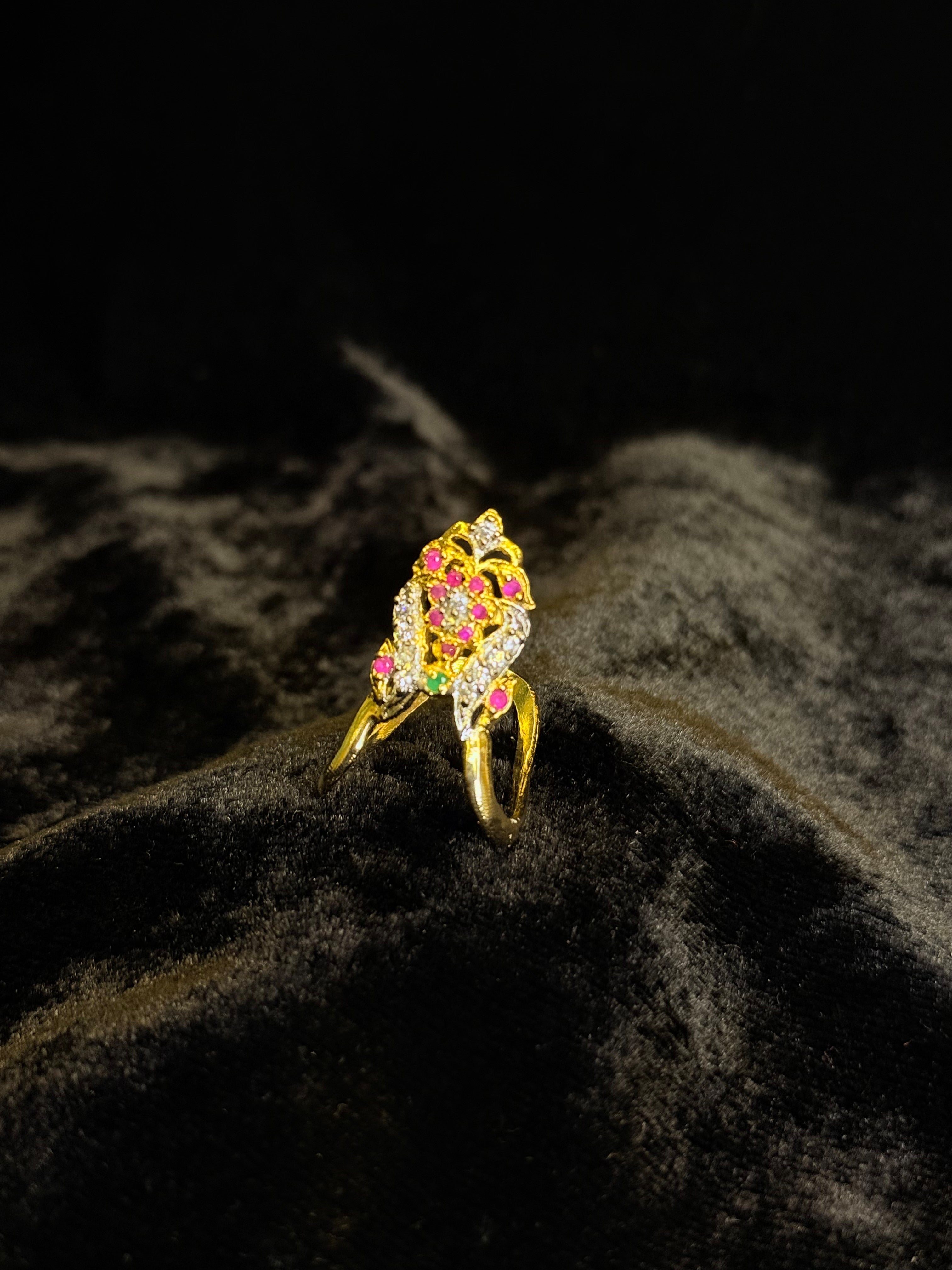 Diamond work gold ring