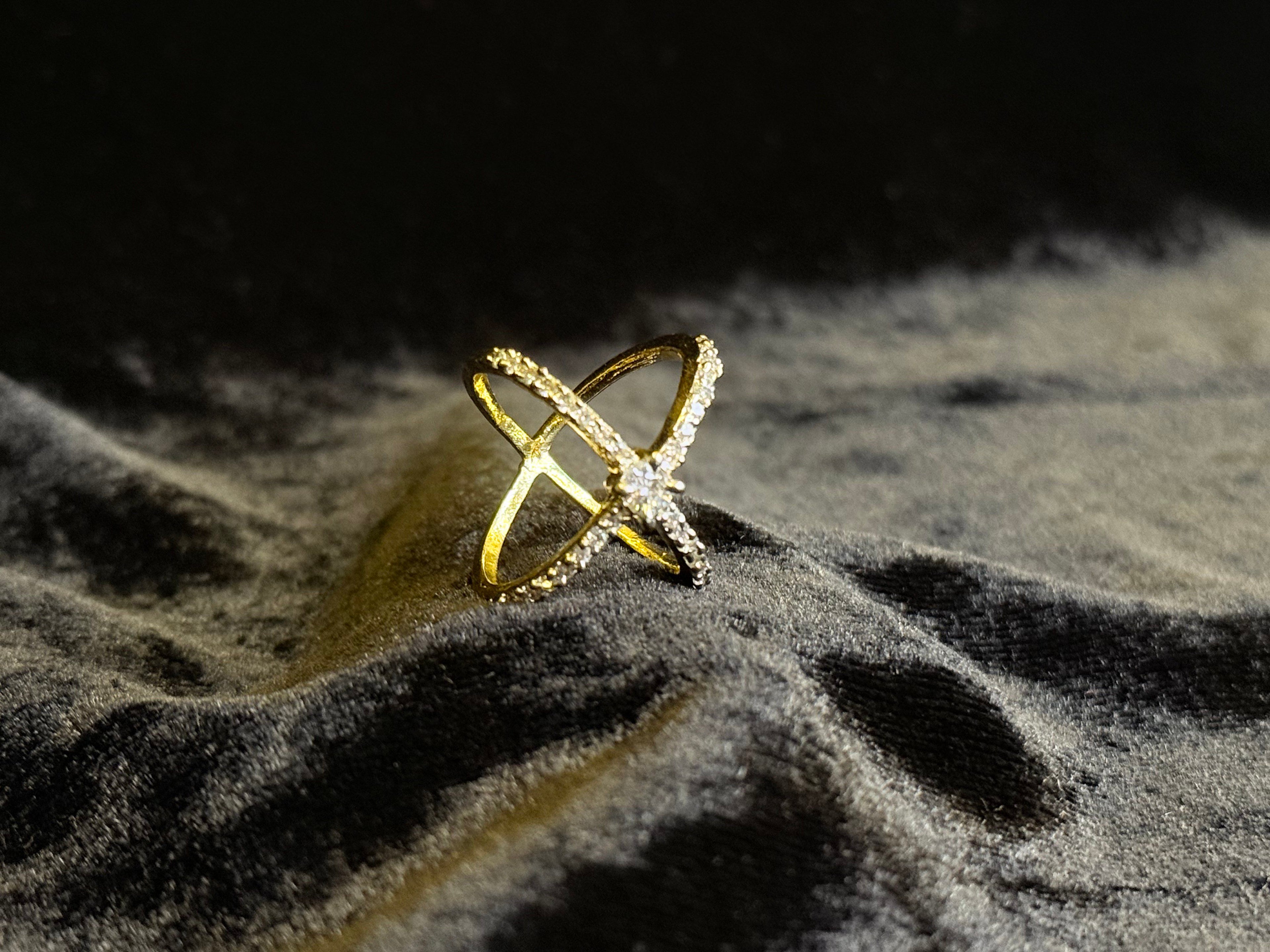 Diamond work gold ring