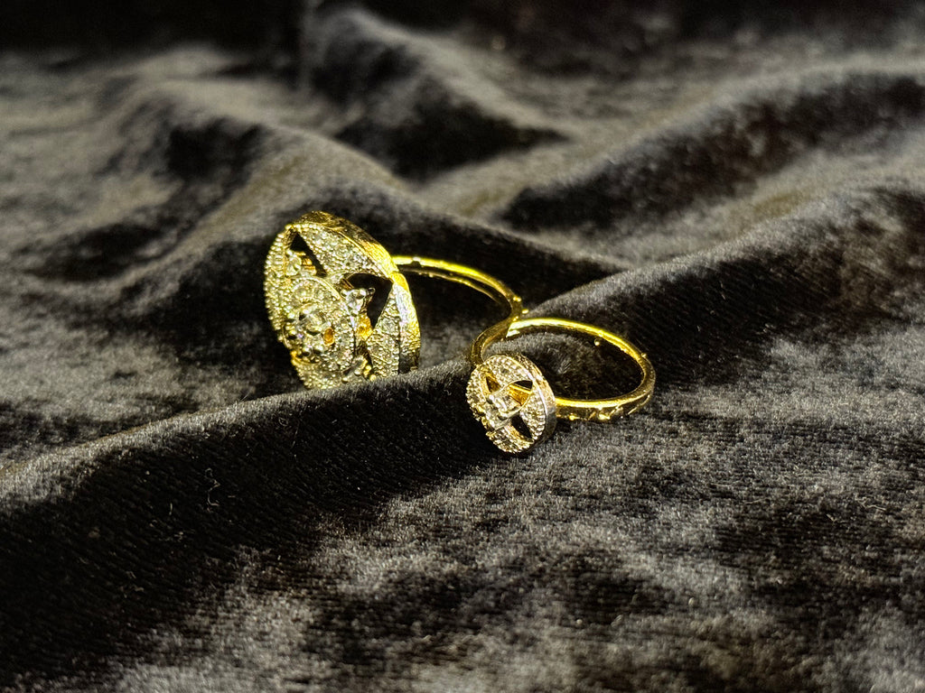 Diamond work Double finger gold ring